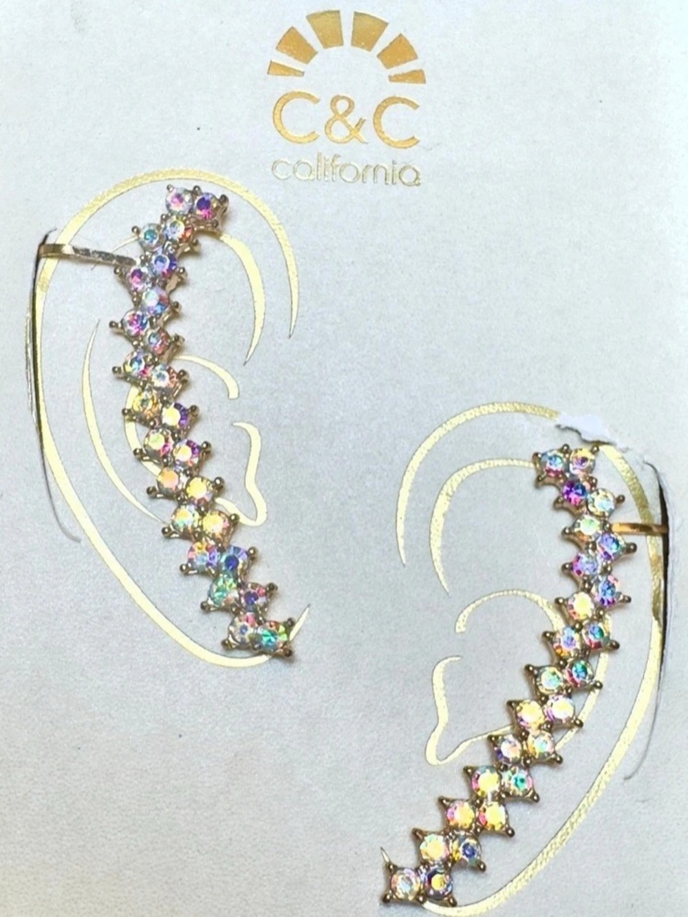 C&C California Aurora Borealis Crystal Ear Crawler Cuffs Multicolor Crystal Drop